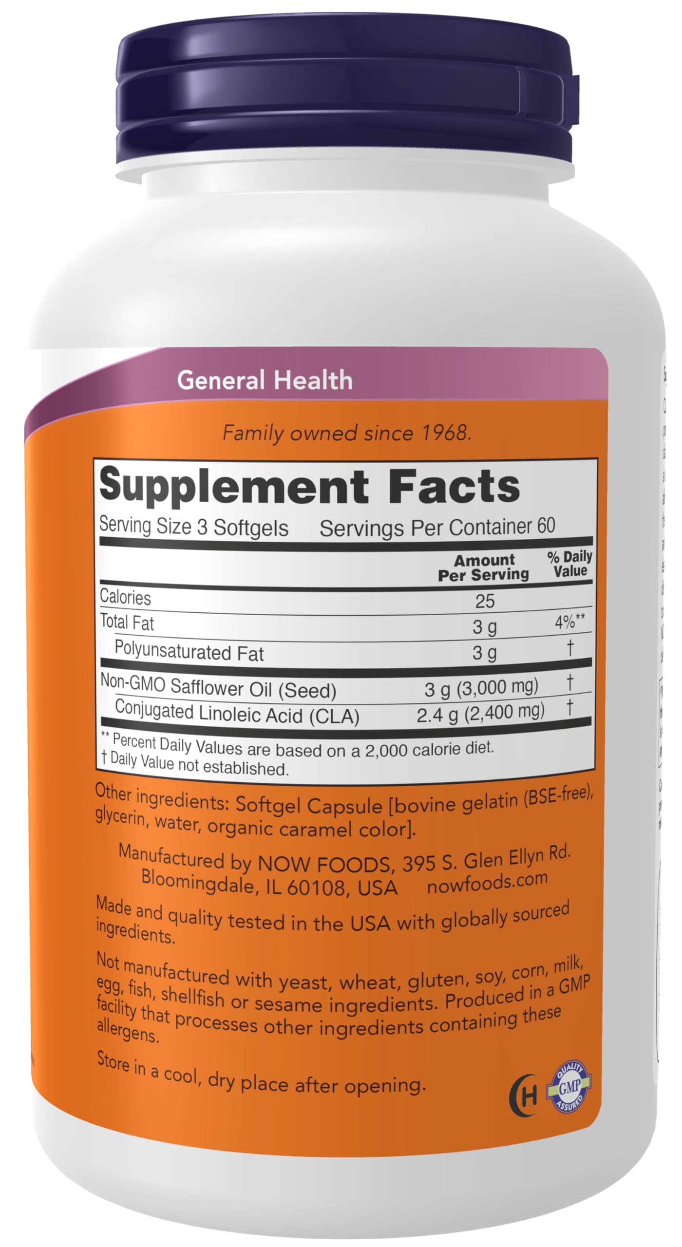 NOW CLA 800 mg Softgels – Non-GMO Safflower Oil, 180 Softgels | NOW Foods