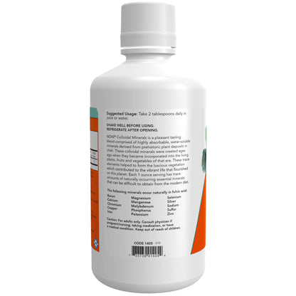 NOW Foods Colloidal Minerals Liquid - Plant Derived Trace Minerals, 32 oz