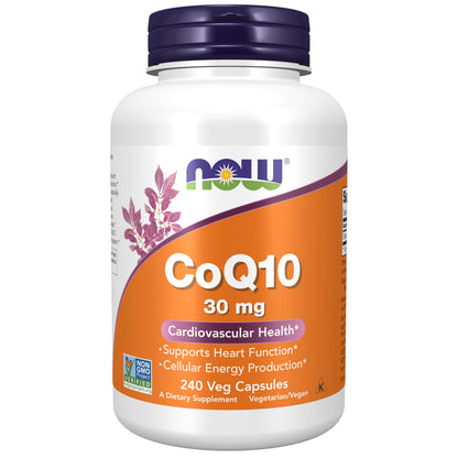 NOW CoQ10 30 mg – Pharmaceutical Grade, All-Trans, Fermentation – 240 Veg Capsules