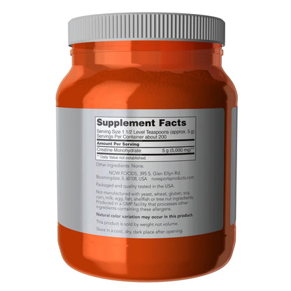 NOW Foods Creatine Monohydrate Powder – Mass Building & Energy Production, 2.2 lb