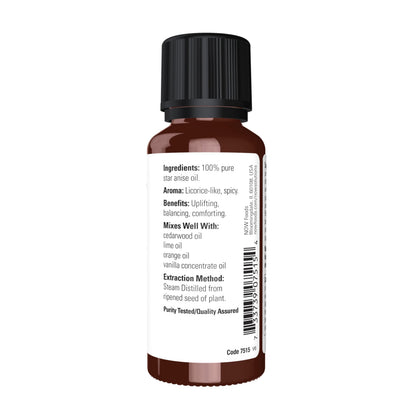 NOW Essential Oils Anise Oil - Pure, Steam-Distilled 1 oz Balancing Scent