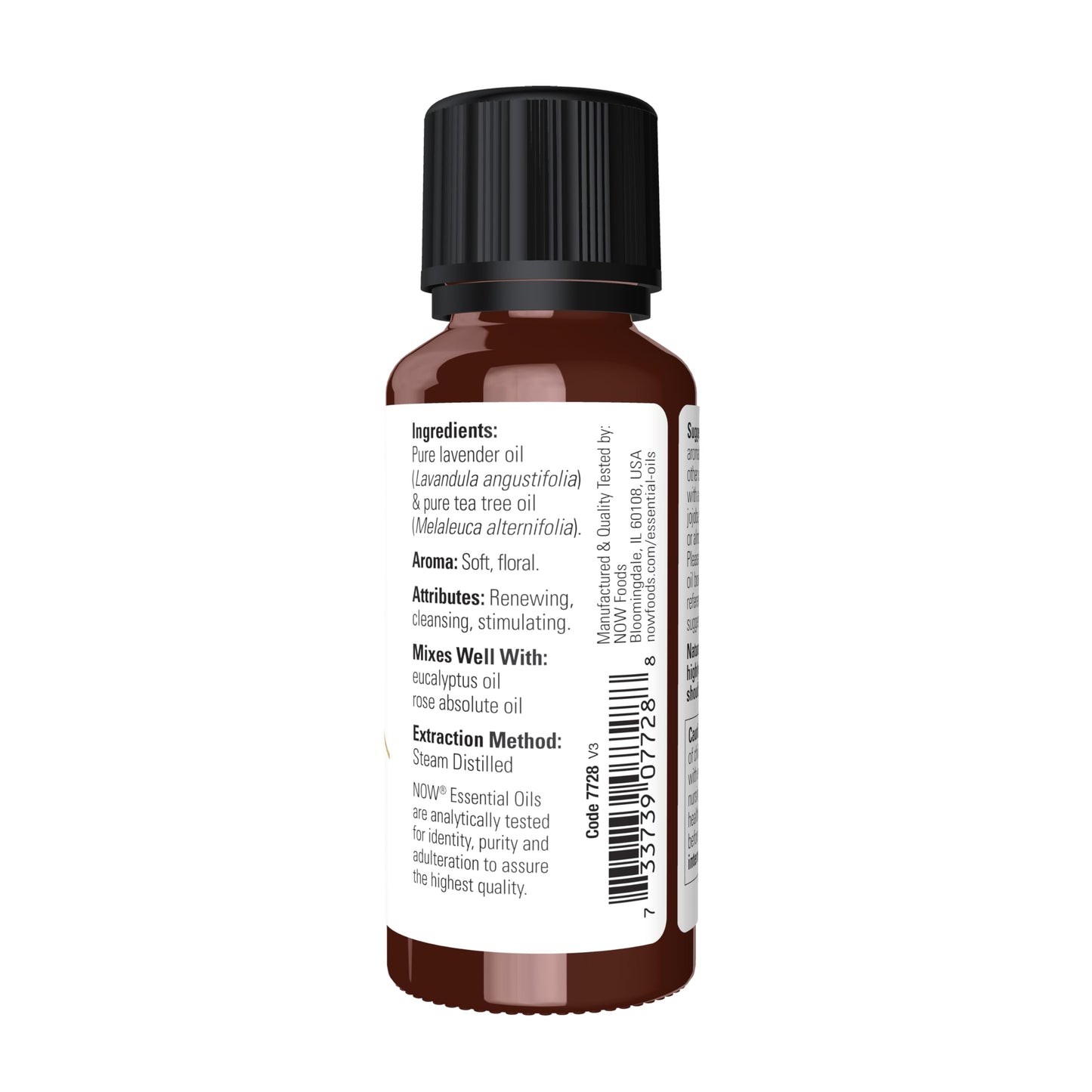 NOW Essential Oils Lavender & Tea Tree – Aromatherapy Blend, 1-Ounce, Vegan, Child-Resistant Cap