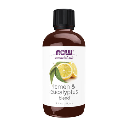 NOW Essential Oils Lemon & Eucalyptus Oil Blend – Invigorating Aromatherapy, 4 oz, Vegan