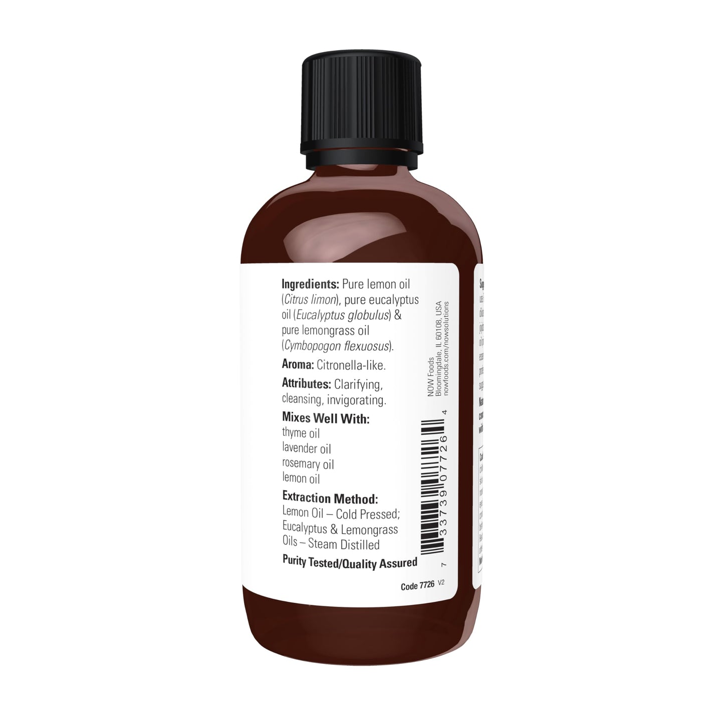 NOW Essential Oils Lemon & Eucalyptus Oil Blend – Invigorating Aromatherapy, 4 oz, Vegan