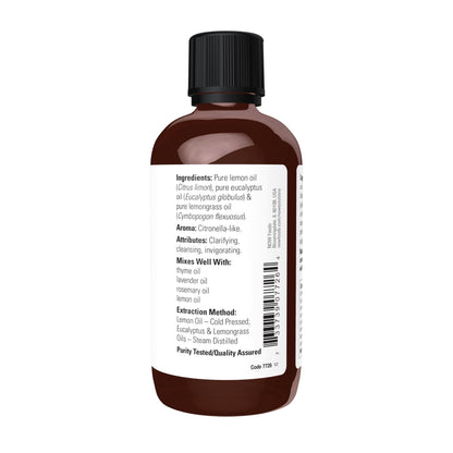 NOW Essential Oils Lemon & Eucalyptus Oil Blend – Invigorating Aromatherapy, 4 oz, Vegan