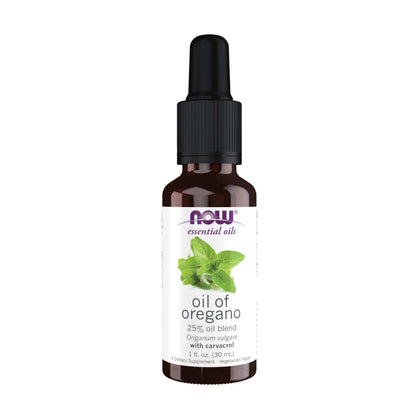 NOW Essential Oils Oil of Oregano 25% Blend in Olive Oil 1 oz