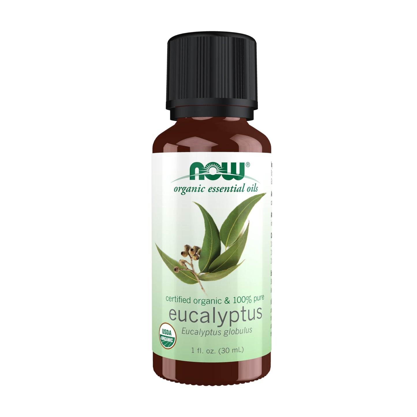 NOW Essential Oils Organic Eucalyptus Globulus Oil — 100% Pure, Steam Distilled, 1 oz