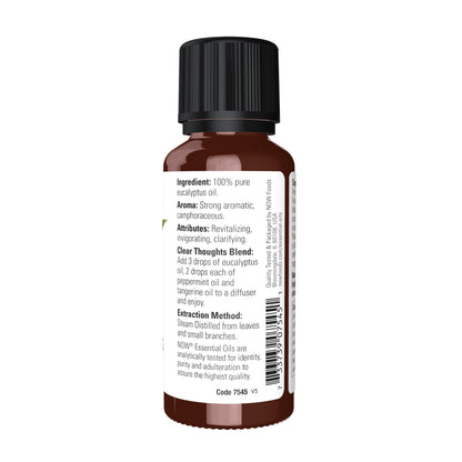 NOW Essential Oils Eucalyptus Oil – Steam Distilled, 100% Pure, 1 oz