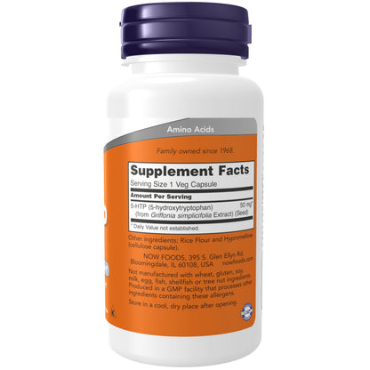 NOW Foods 5-HTP 50 mg - Neurotransmitter Support, 90 Veg Capsules