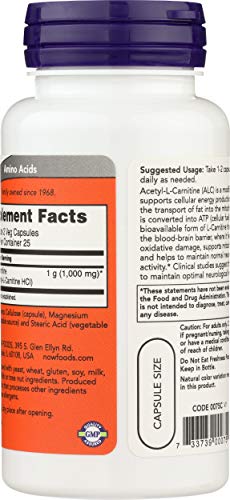 NOW Foods Acetyl L-Carn 500 mg Capsules – 50 Count