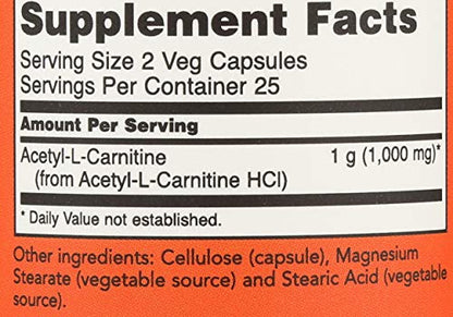 NOW Foods Acetyl L-Carn 500 mg Capsules – 50 Count