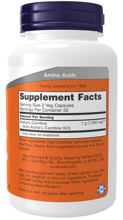 Now Foods Acetyl L-Carnitine 500 mg - 100 Caps | Brain & Nerve Support