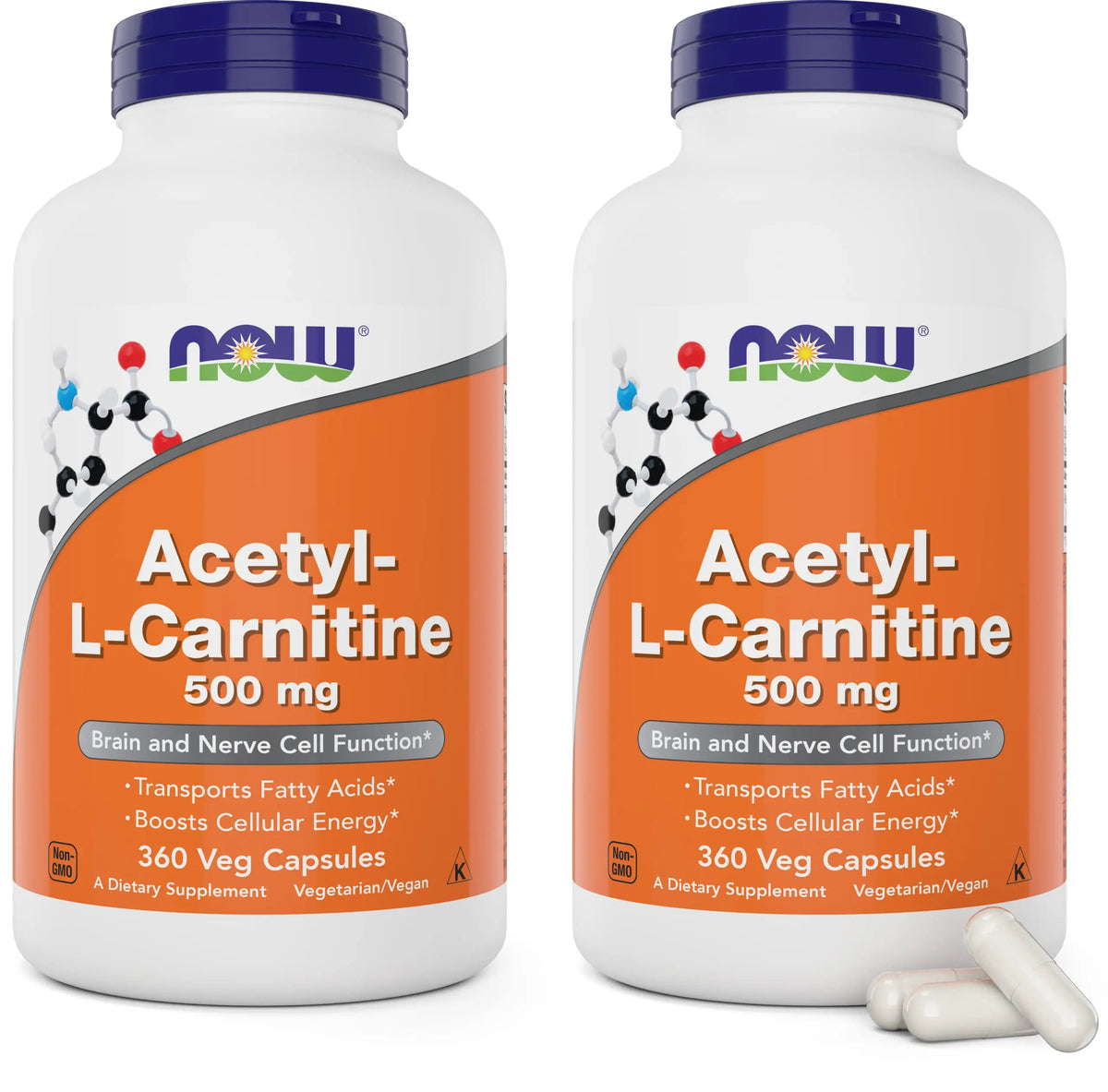 NOW Foods Acetyl L-Carnitine 500mg 2-Pack | 720 Capsules | Non-GMO, Vegan ACL 500 mg BritishVita | Premium UK Vitamins & Wellness Supplements