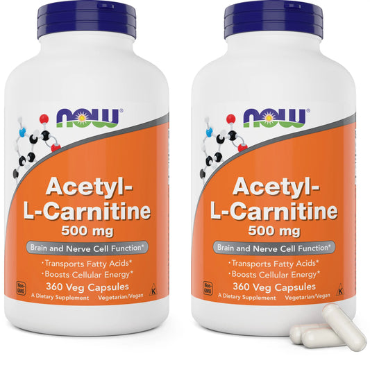 NOW Foods Acetyl L-Carnitine 500mg 2-Pack | 720 Capsules | Non-GMO, Vegan ACL 500 mg BritishVita | Premium UK Vitamins & Wellness Supplements