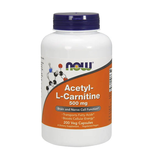 NOW Foods Acetyl L-Carnitine 500mg – 200 Vcaps Pack of 2 | Cognitive Support & Cellular Energy BritishVita | Premium UK Vitamins & Wellness Supplements