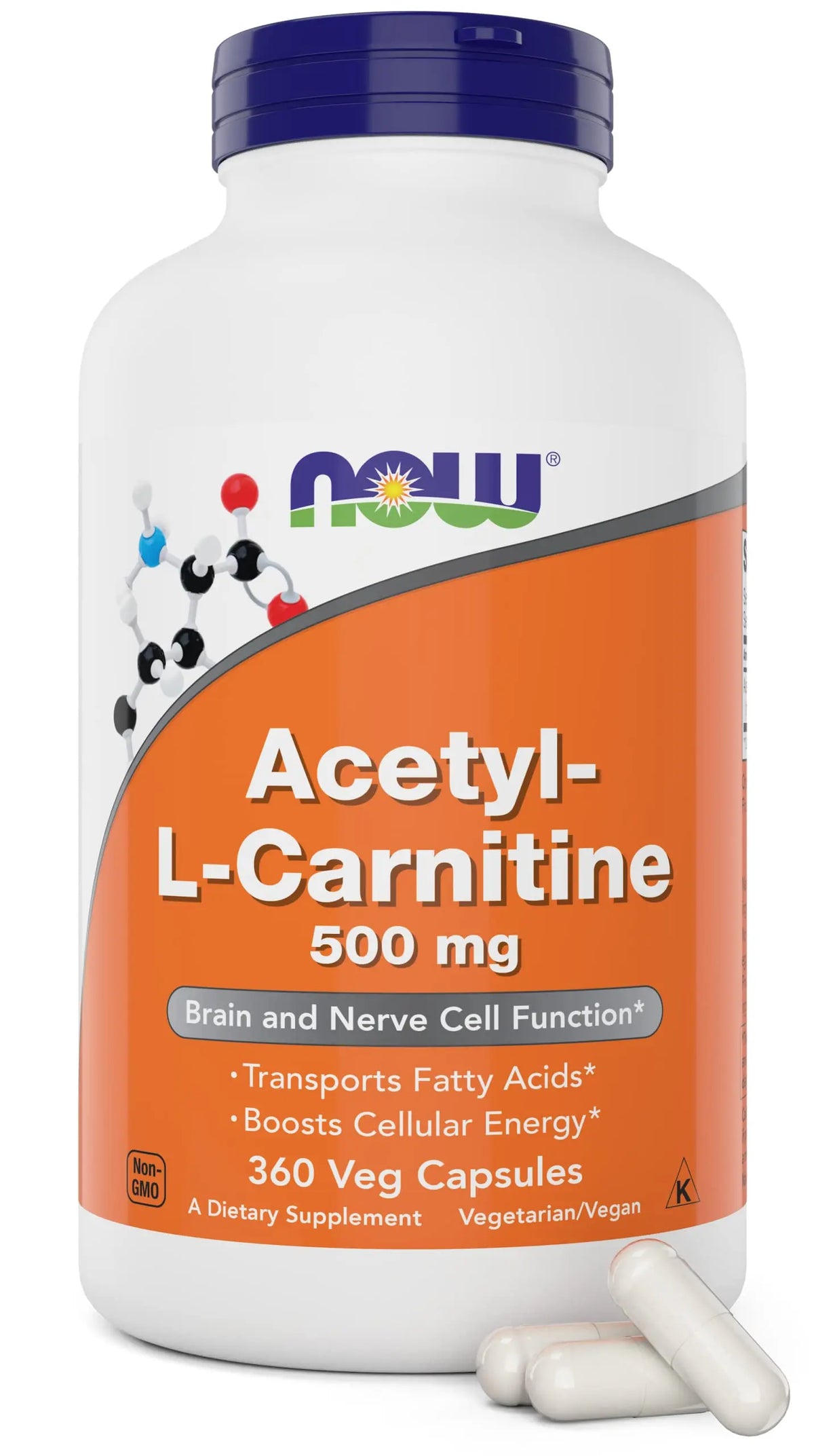 NOW Foods Acetyl-L-Carnitine 500 mg - 360 Veg Capsules | Non-GMO, Kosher, Dairy-Free BritishVita | Premium UK Vitamins & Wellness Supplements