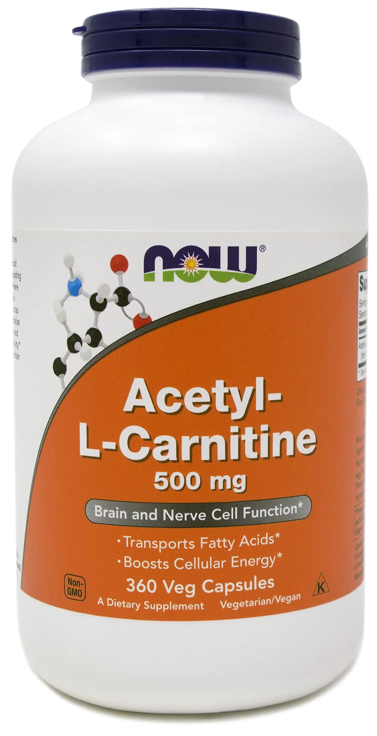 NOW Foods Acetyl-L-Carnitine 500 mg - 360 Veg Capsules | Non-GMO, Kosher, Dairy-Free BritishVita | Premium UK Vitamins & Wellness Supplements