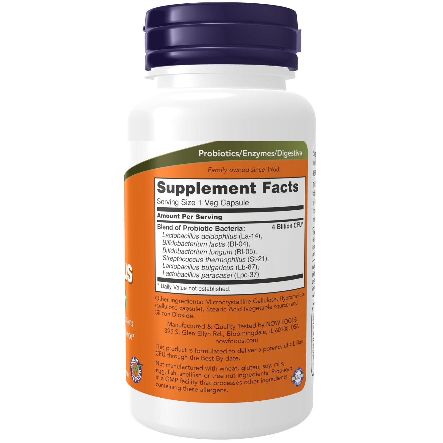 NOW Foods Acidophilus 4X6 Probiotic – 4 Billion Potency, 6 Strains, 120 Veg Capsules