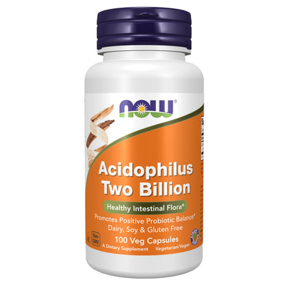 NOW Foods Acidophilus Two Billion Probiotic | Strain Verified, 2B CFU, 100 Veg Capsules