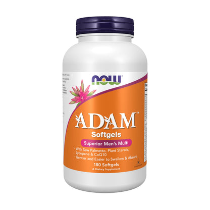 NOW Foods ADAM Men's Multivitamin with Saw Palmetto, Plant Sterols, Lycopene & CoQ10 - 180 Softgels