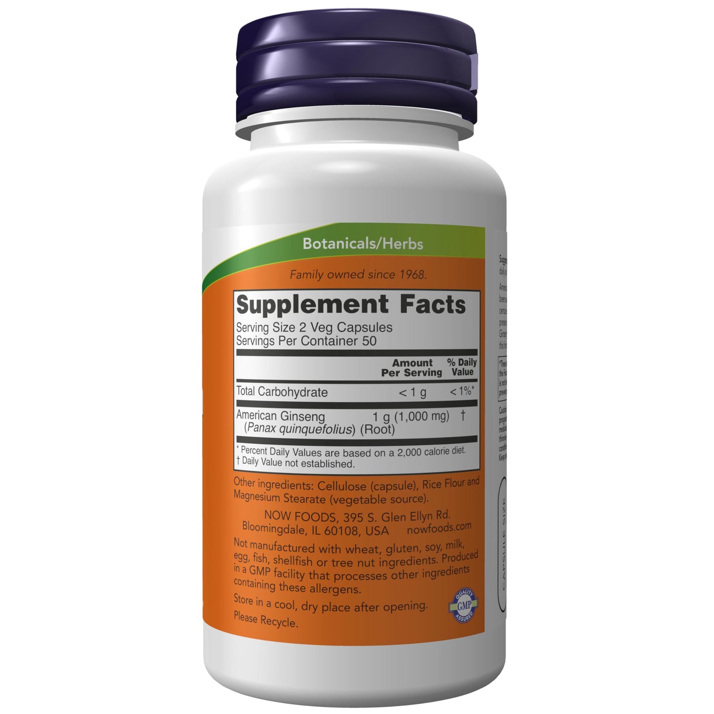 NOW Foods American Ginseng 500 mg - 100 Veg Capsules | Panax quinquefolius