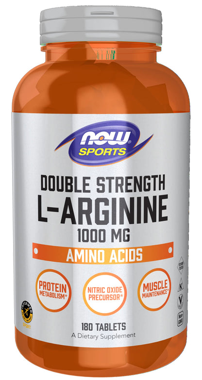 NOW Foods L-Arginine Double Strength 1000 mg - Nitric Oxide Precursor | 180 Tablets