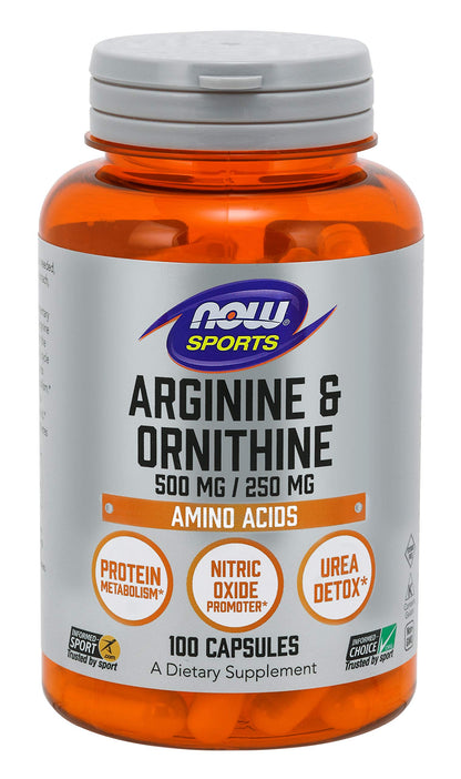 Now Foods Arginine Ornithine 100 Caps | Amino Acids Supplement