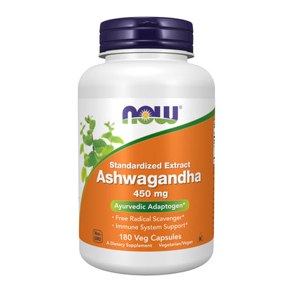 NOW Foods Ashwagandha 450 mg Standardized Extract – 180 Veg Capsules