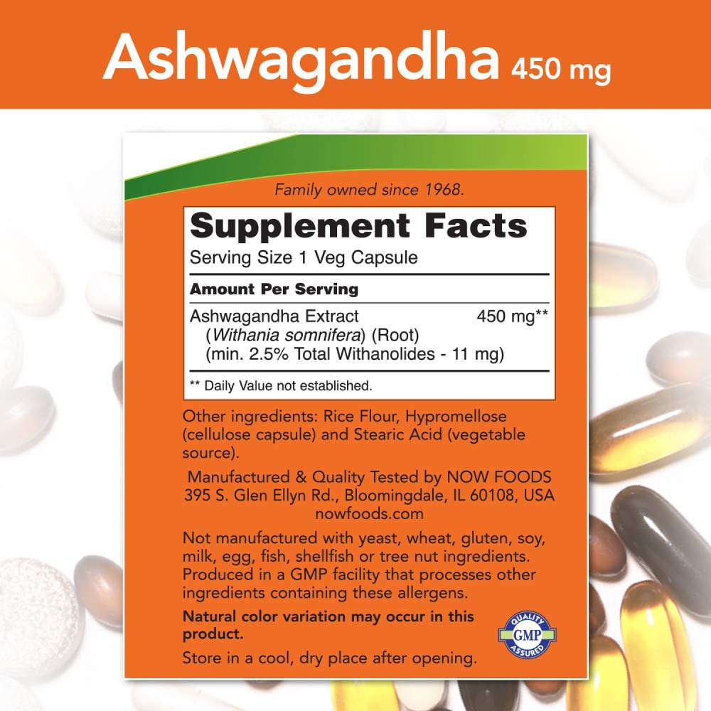 NOW Foods Ashwagandha Extract 450mg, 90 VCaps (Pack of 2) - Adaptogen & Immune Support