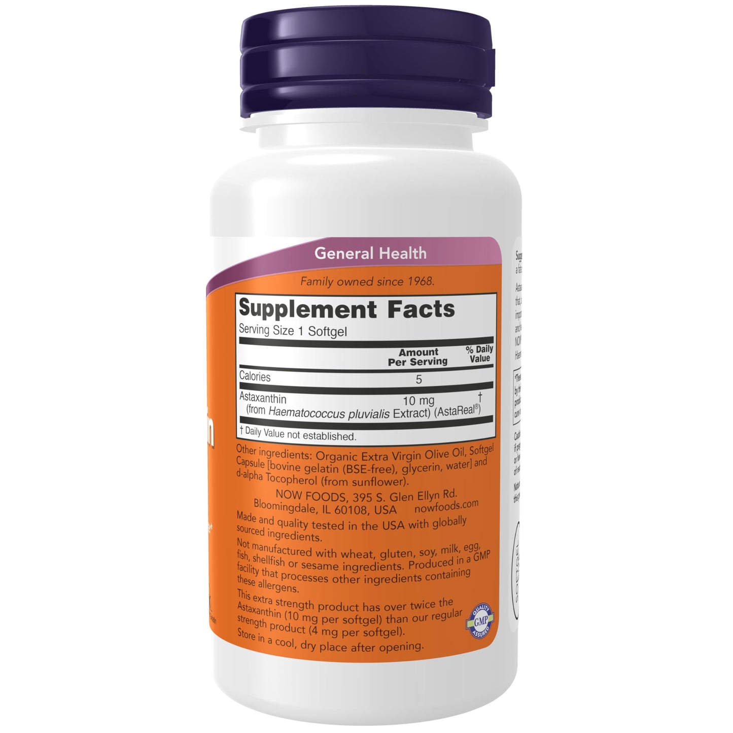 NOW Foods Astaxanthin 10mg Extra Strength – 60 Softgels, Non-GMO Haematococcus Pluvialis