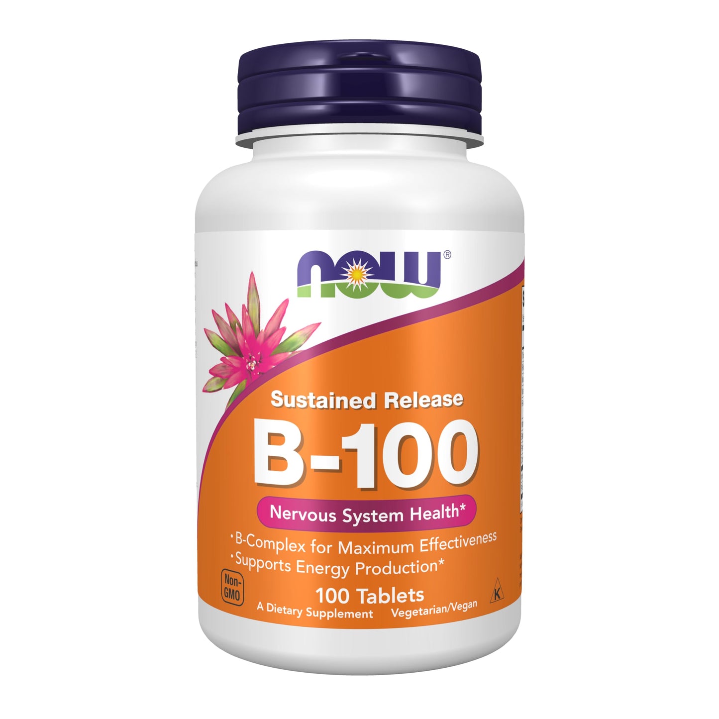 NOW Foods B-100 Caps - Vitamin B-100, Energy Production & Nervous System Health (100 Tablets)