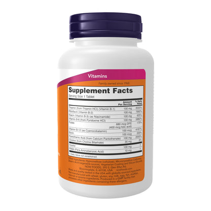 NOW Foods B-100 Caps - Vitamin B-100, Energy Production & Nervous System Health (100 Tablets)