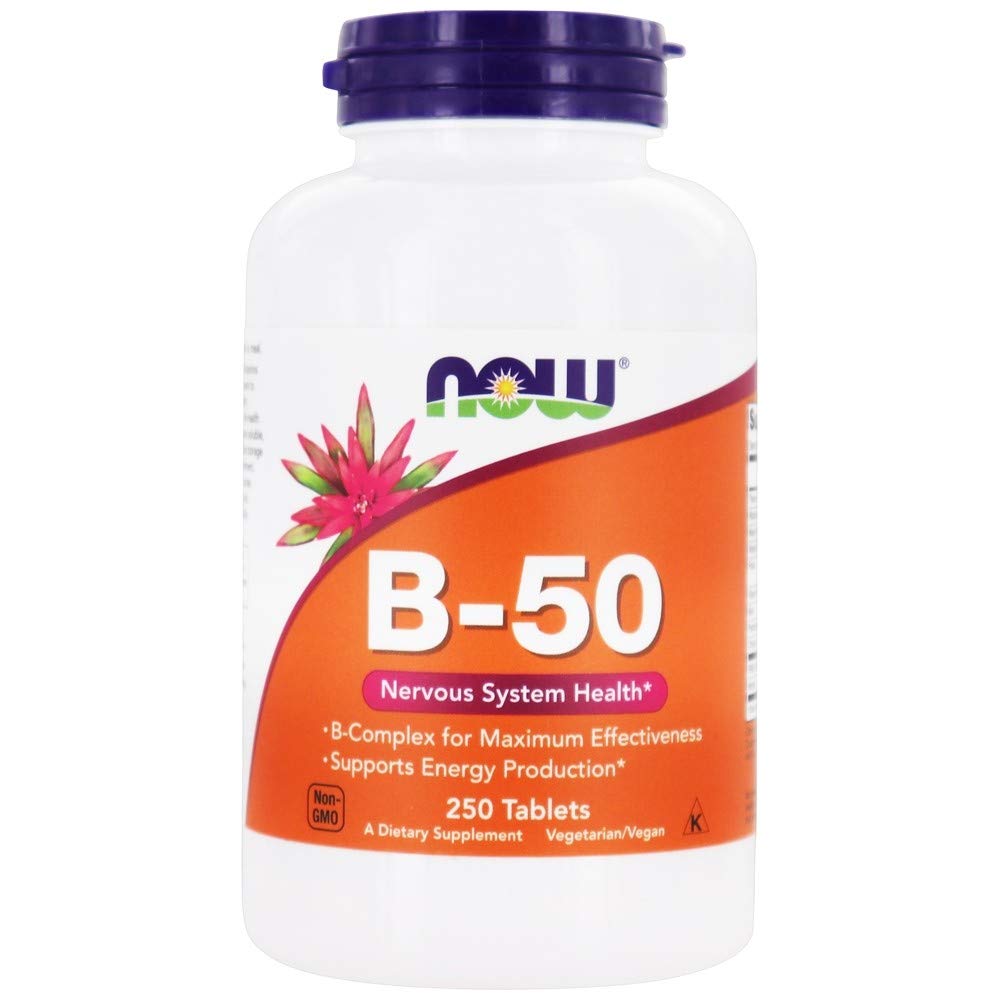 Now Foods B-50 250 Tablet - B-Complex Vitamin Formula | Energy & Nerve Support