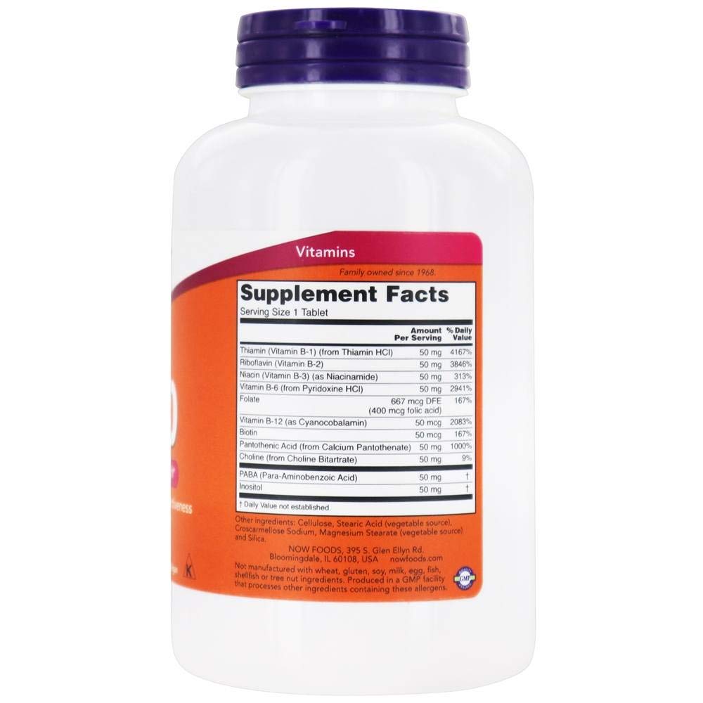 Now Foods B-50 250 Tablet - B-Complex Vitamin Formula | Energy & Nerve Support