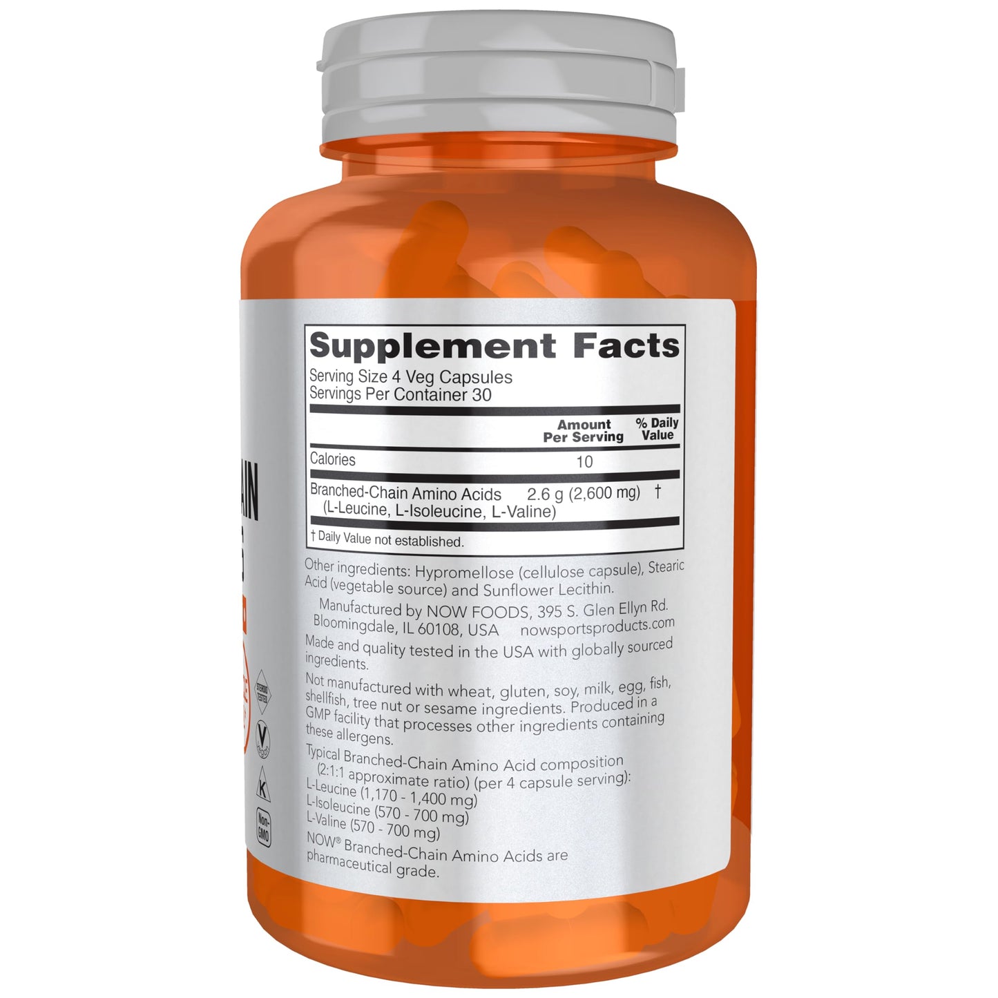 NOW Foods BCAAs 120 Veg Capsules – Leucine, Isoleucine & Valine
