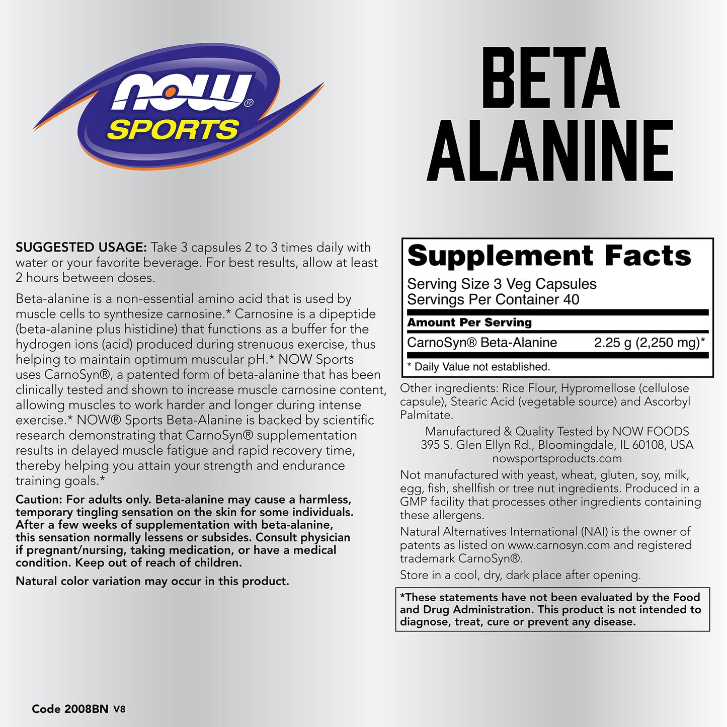 Now Foods Beta-Alanine - 120 Capsules (Pack of 2)