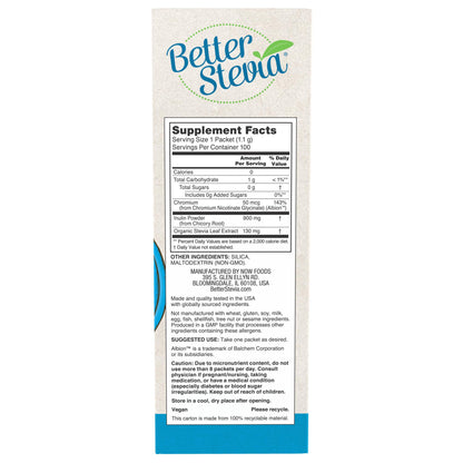 NOW Foods BetterStevia Balance with Chromium & Inulin – 100 Packets | Zero-Calorie, Keto-Friendly, Diabetic-Safe