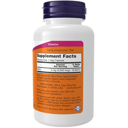 NOW Foods Biotin 5000 mcg Capsules – 120 Count
