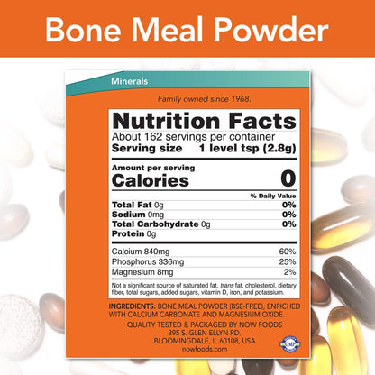 NOW Foods Bone Meal Powder, 1 lb (454 g) – Calcium & Phosphorus Supplement