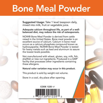 NOW Foods Bone Meal Powder, 1 lb (454 g) – Calcium & Phosphorus Supplement