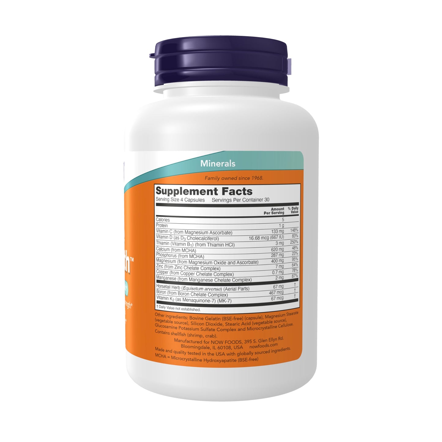 NOW Foods Bone Strength MCHA 120 Capsules – Calcium, Magnesium, Vitamins C, D & K