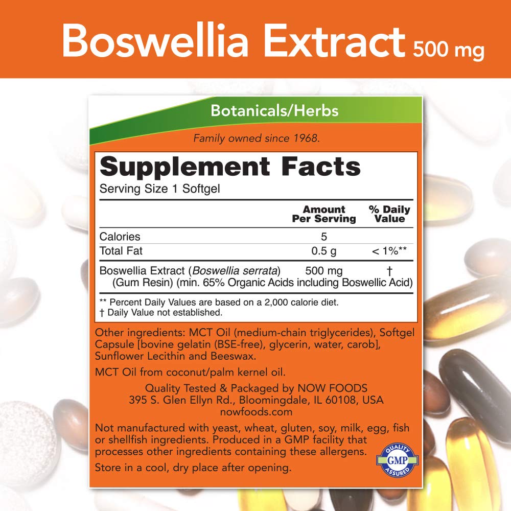 Now Foods Boswellia Extract 500 mg Softgels – 2 x 90 Count