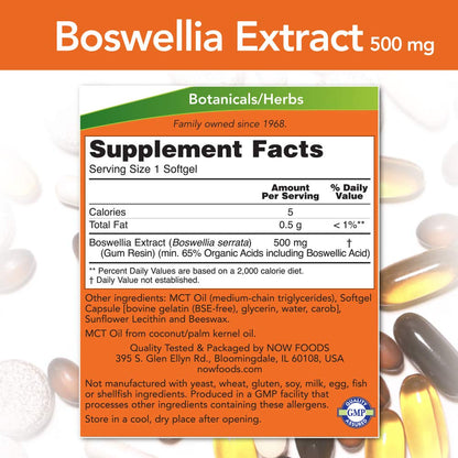 Now Foods Boswellia Extract 500 mg Softgels – 2 x 90 Count