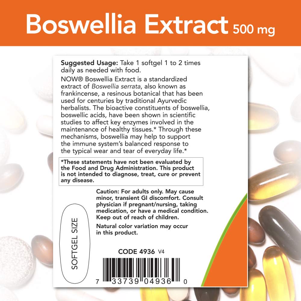 Now Foods Boswellia Extract 500 mg Softgels – 2 x 90 Count