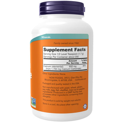 NOW Foods Calcium Carbonate Powder - High Calcium for Bone Health, 12 oz