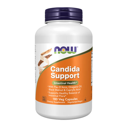 NOW Foods Candida Support with Pau D'Arco, Oregano Oil & Caprylic Acid – 180 Veg Capsules