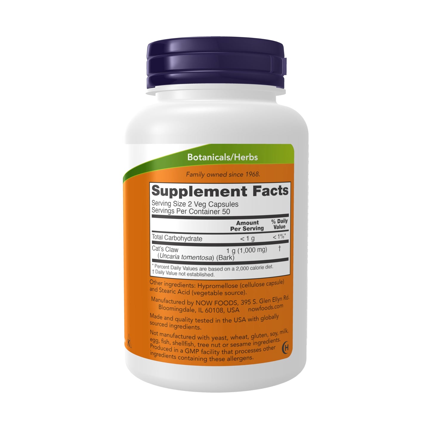 NOW Foods Cat's Claw 500 mg - Non-GMO Project Verified, Herbal Supplement, 100 Veg Capsules