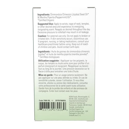 NOW Foods Peppermint Roll-On Essential Oil – Certified Organic, 10 mL