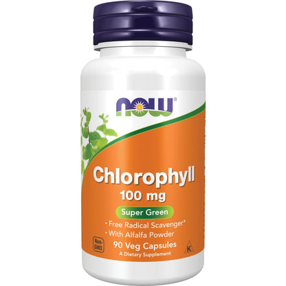 NOW Foods Chlorophyll 100 mg | 90 Veg Capsules | Free Radical Scavenger