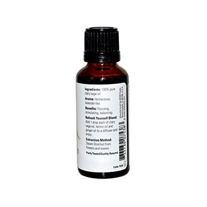 NOW Foods 100% Pure Clary Sage Essential Oil 1 fl oz | Aromatherapy and Mood Support